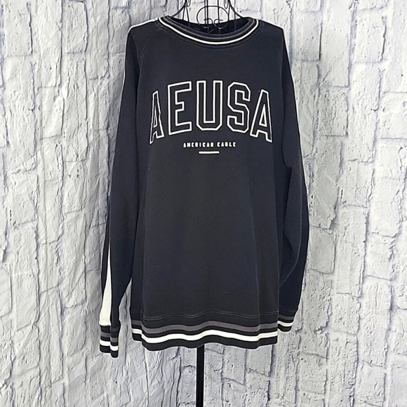 American Eagle Outfitters Other - AMERICAN EAGLE Black‎ Silver Reflective Graphic Sweatshirt XL/TG/EXG